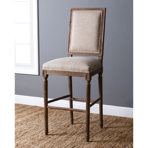 Abbyson French Vintage 30-inch Wheat Linen Bar Stool ...