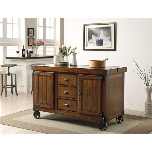 Kabili Tobocco-colored Wood/MDF/Metal Antique Kitchen Cart
