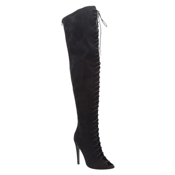 Shop QUPID FE11 Women's Lace-up Over The Knee Stiletto High Heel Boot ...