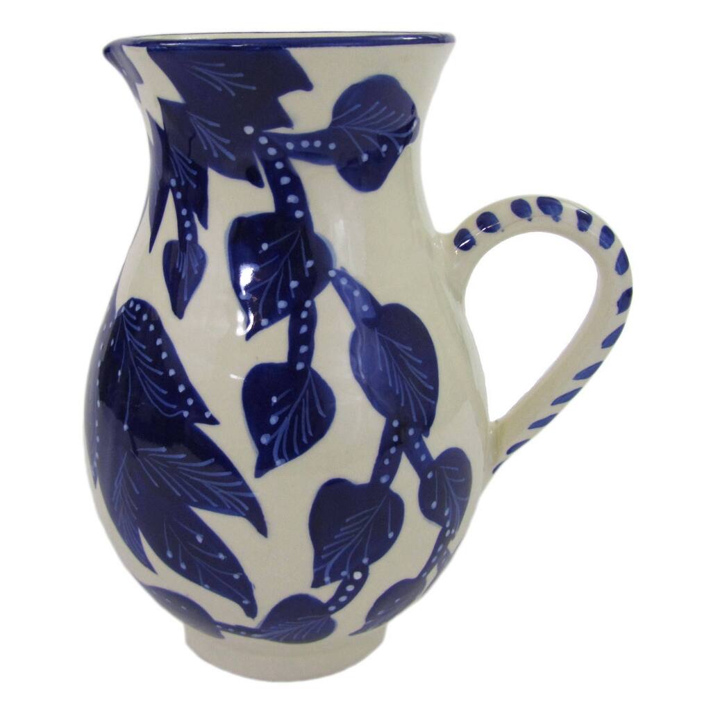 Handmade Le Souk Ceramique Jinane Design Large Stoneware Pitcher (Tunisia)