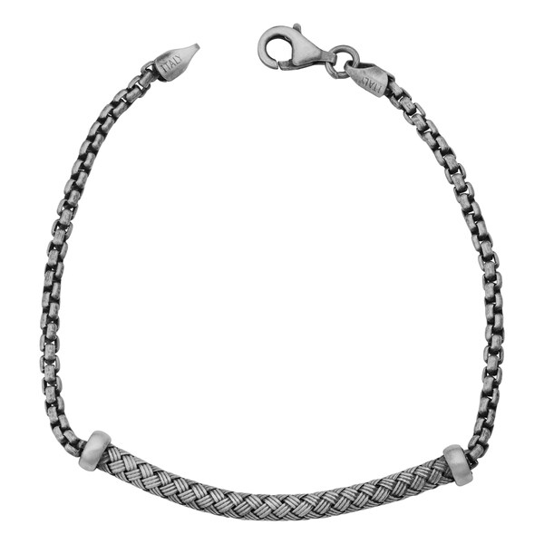 Argento Italia Sterling Silver Oxidized Fancy Weave Bracelet (7.5 inches). Opens flyout.