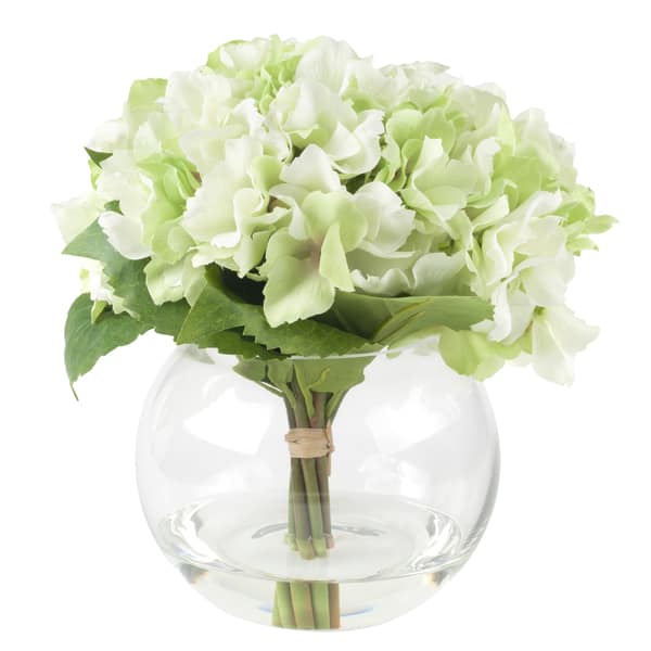 Shop Pure Garden Hydrangea Floral Arrangement With Glass Vase