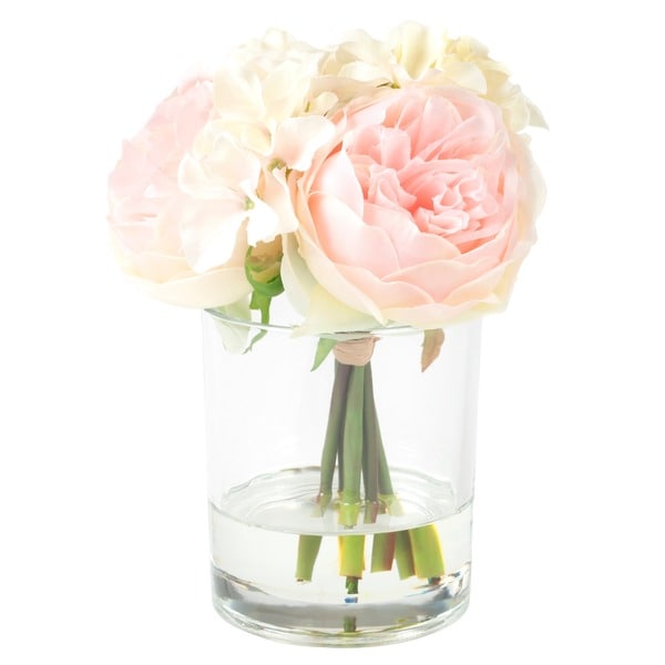 Shop Pure Garden Hydrangea and Rose Floral Arrangement ...