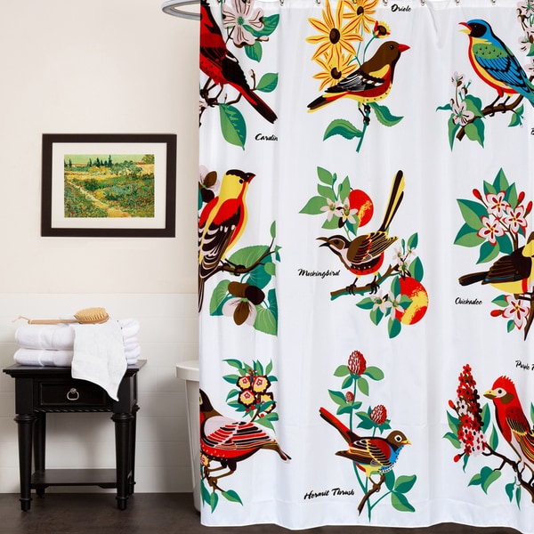 Bird-patterned Fabric 70-inch x 72-inch Shower Curtain