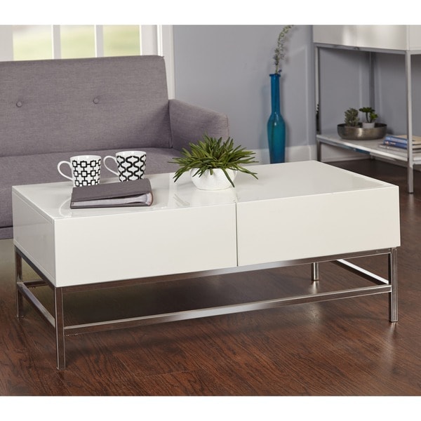 Shop Simple Living White Metal High Gloss Coffee Table