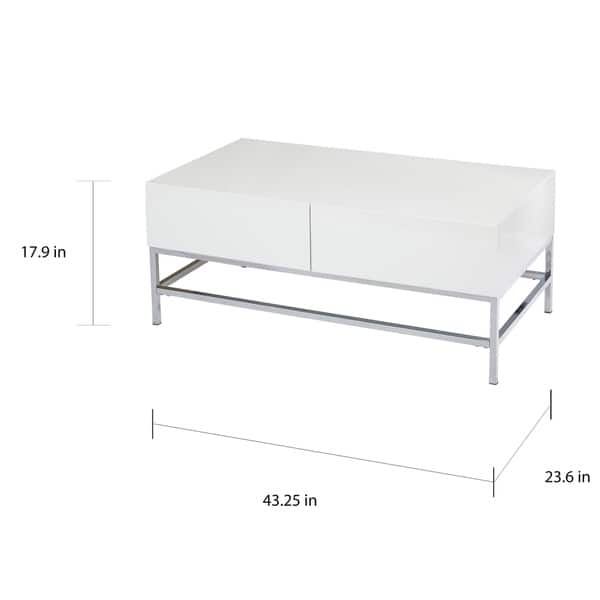 Simple Living White Metal High-gloss Coffee Table