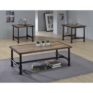 Caitlin Rustic Oak/Black Wood/MetalVeneer Coffee/End Table