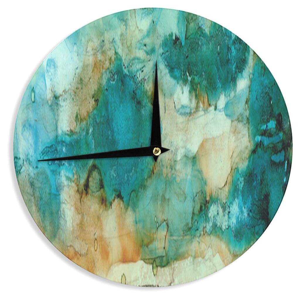 KESS InHouse Rosie Brown 'Waterfall' Teal Blue Wall Clock - Green - 12"