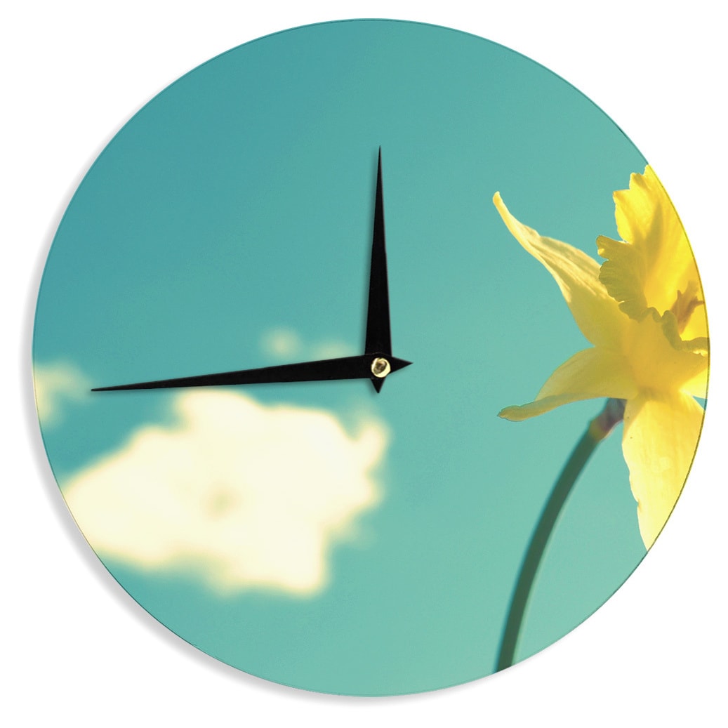 Kess InHouse Robin Dickinson Green Flower Wall Clock 12-Inch Kess InHouse Robin Dickinson Green Flower Wall Clock 12-Inch
