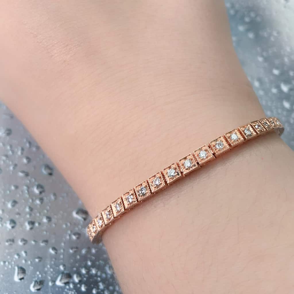 Miadora 14k Rose Gold 1 1/4ct TDW Diamond Tennis Bracelet
