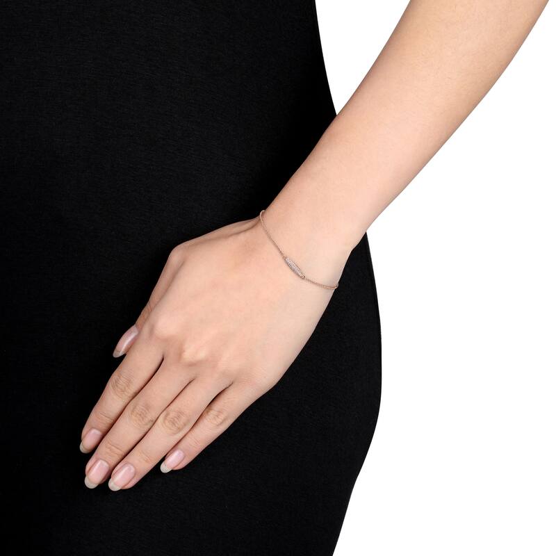 Miadora 1/10ct TDW Pave Diamond Linear Charm Bracelet in 14k Yellow Gold - White