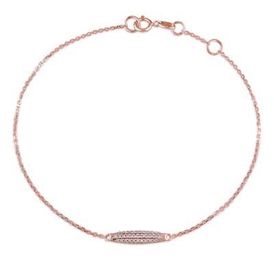 Miadora 1/10ct TDW Pave Diamond Linear Charm Bracelet in 14k Yellow Gold - White