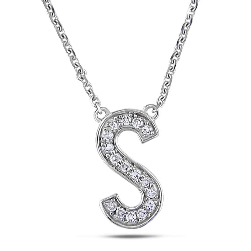 Miadora 14k White Gold 1/10ct TDW Diamond Initial Necklace