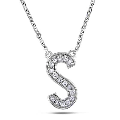 Miadora 14k White Gold 1/10ct TDW Diamond Initial Necklace