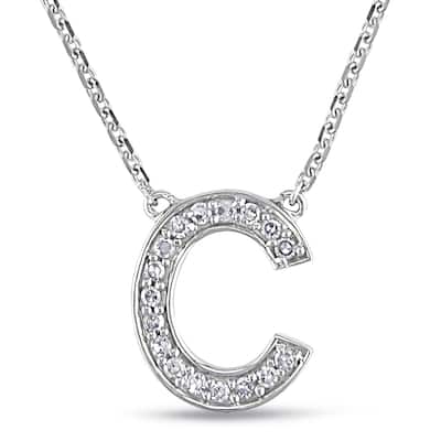 Miadora 14k White Gold 1/10ct TDW Diamond C Initial Necklace