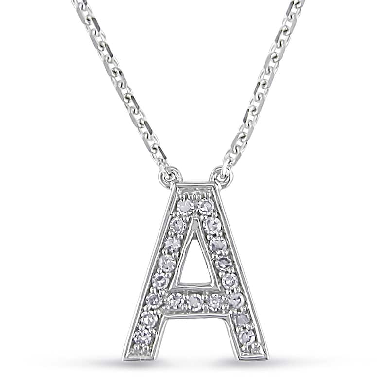 Miadora 14k White Gold 1/10ct TDW Diamond A Initial Necklace