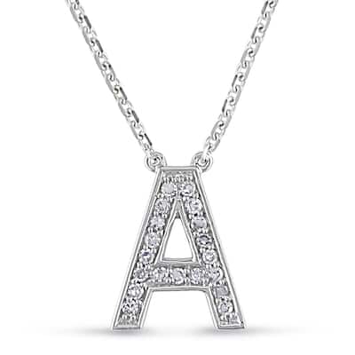 Miadora 14k White Gold 1/10ct TDW Diamond A Initial Necklace