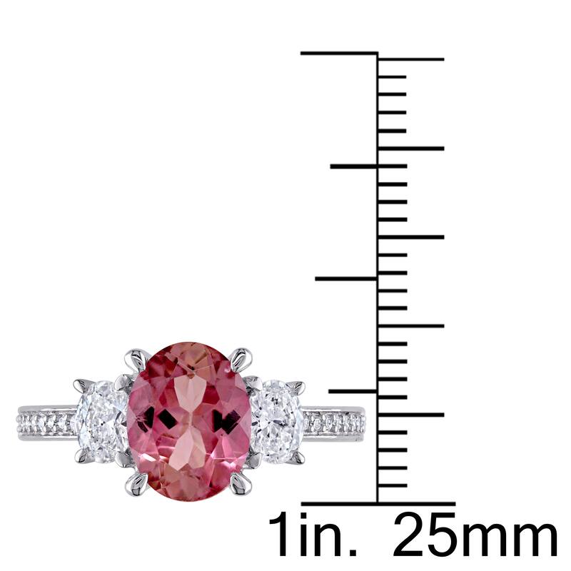 Miadora Signature Collection 14k White Gold Pink Tourmaline and 5/8ct TDW Oval and Round Diamond Eng