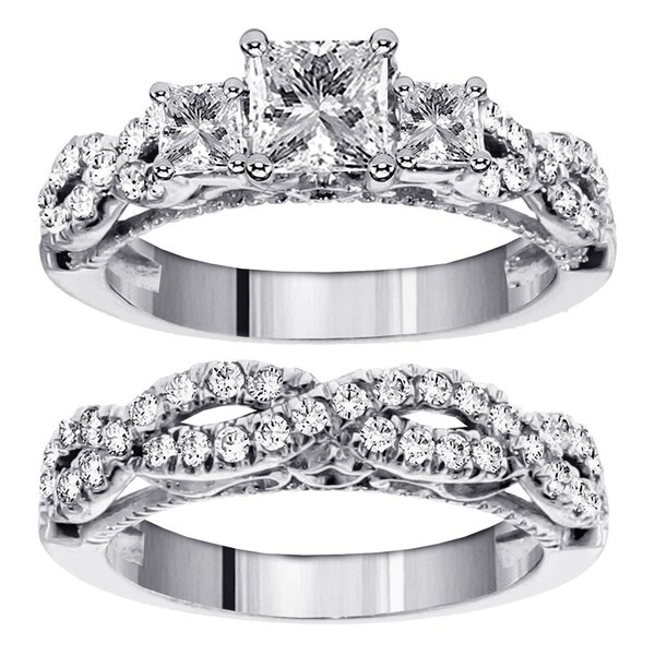 14k 18k Gold 2ct Tdw 3 Stone Princess Cut Diamond Braided Engagement 14k 18k Gold 2ct Tdw 3 Stone Princess Cut Diamond Braided Engagement Bridal Ring