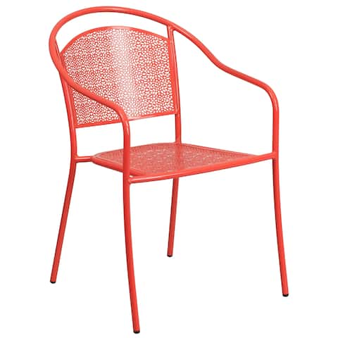 Indoor-Outdoor Steel Patio Arm Chair with Round Back