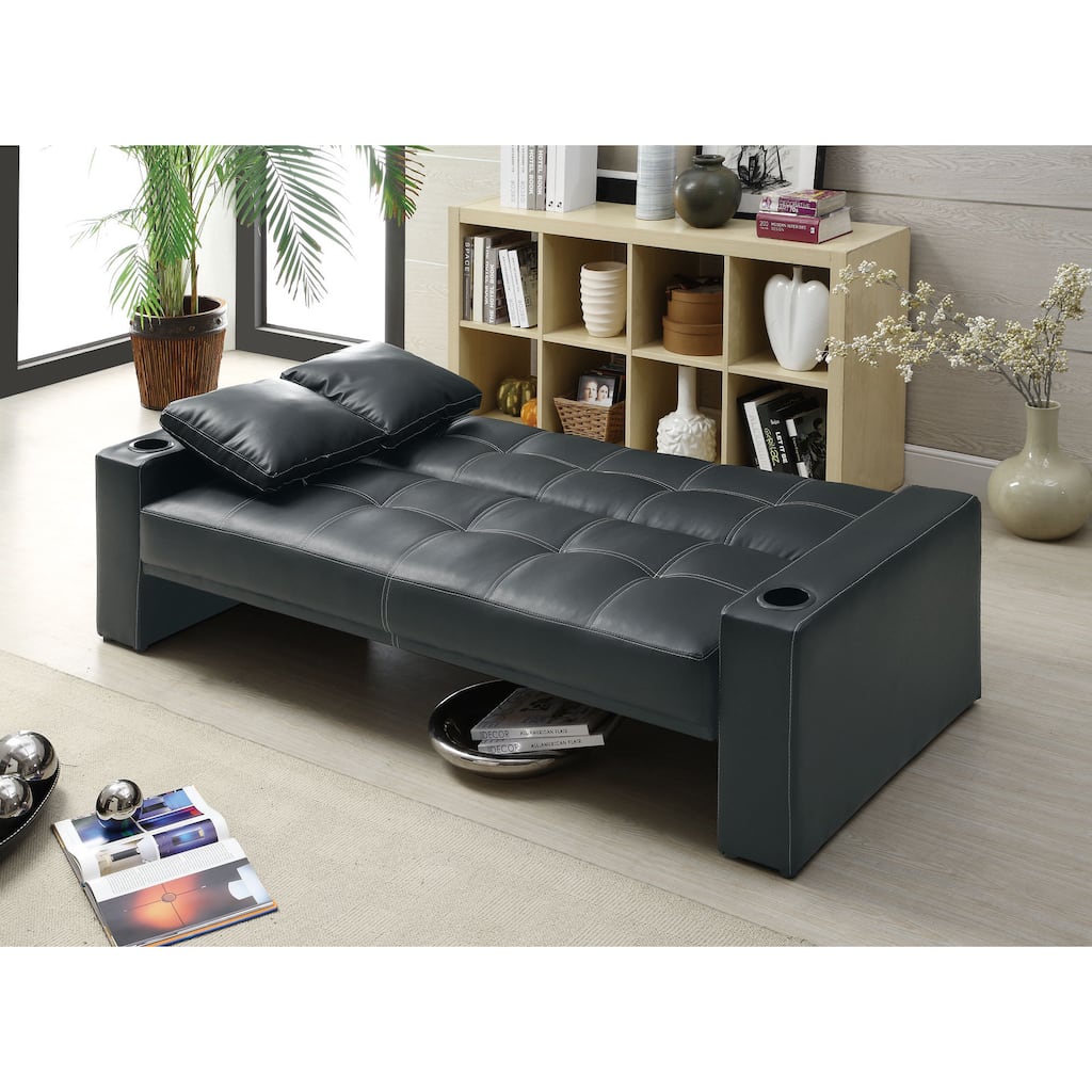 Coaster Furniture Spears Black Sofa Bed with Cup Holders in Armrests