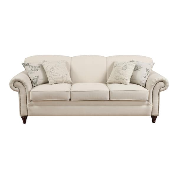 Coaster Company Nailhead Trim Beige Linen Sofa/Loveseat Bed Bath