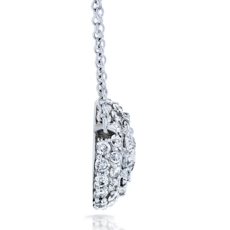 Annello by Kobelli 14k White Gold 4/5ct TDW Round Diamond Cluster Necklace