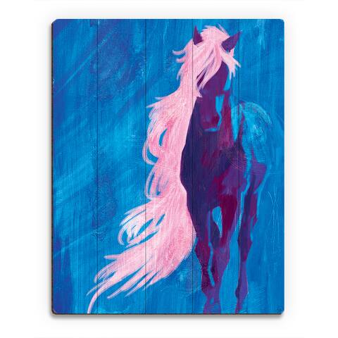 'Crazy Horse' Handcrafted Wall Art on Wood Slats