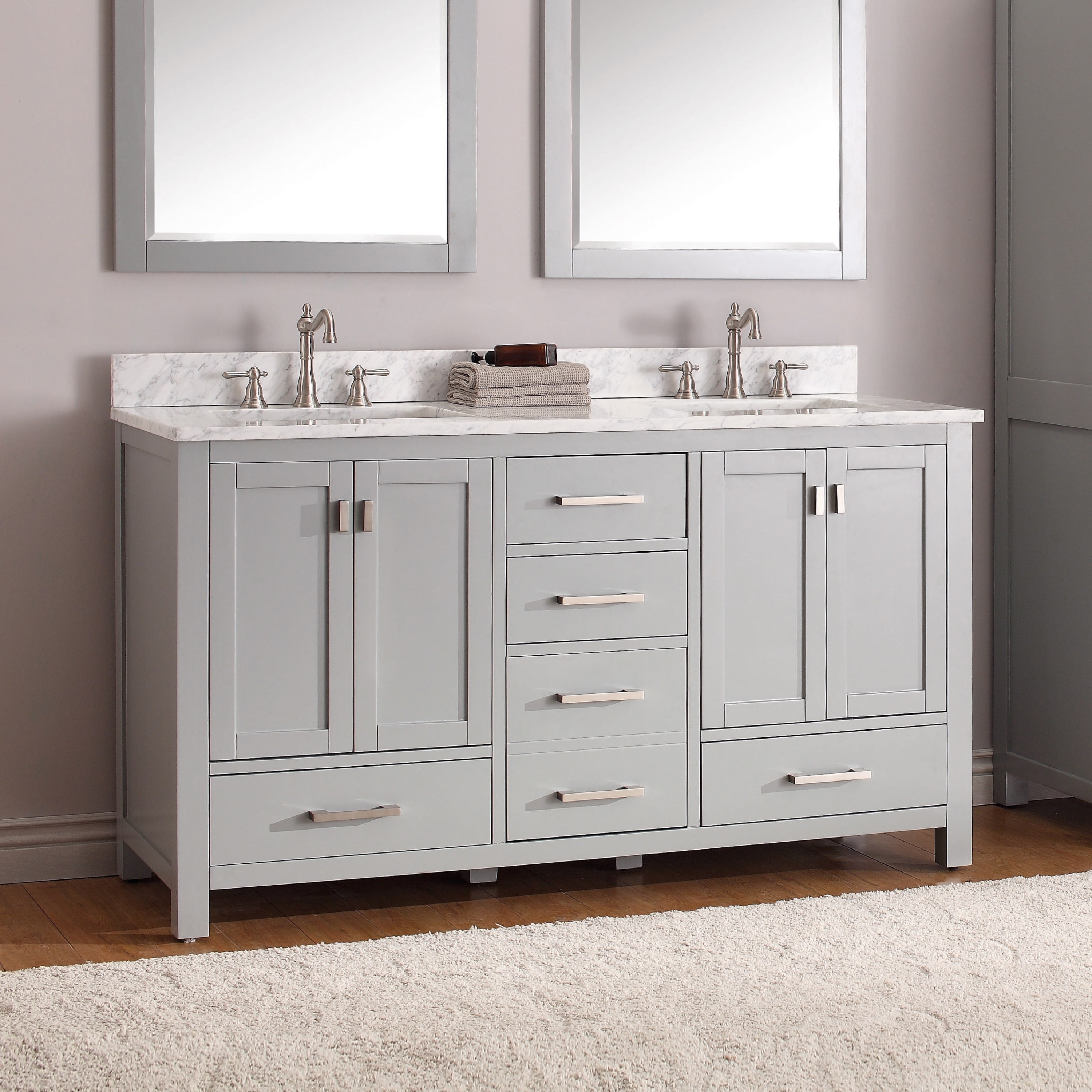 Shop Avanity Modero 60 Inch Double Vanity Only In Chilled Gray Finish Overstock 12531753