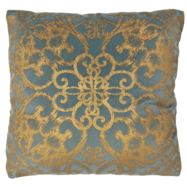 Alicante by Artistic Linen Blue/Goldtone Velvet 18-inch Metallic Decorative Throw Pillow
