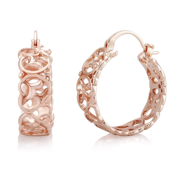 Shop Rose Gold-plated Filigree Hoop Earrings - On Sale - Free Shipping ...