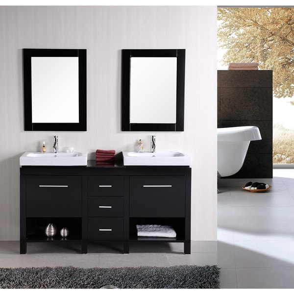 New York 60" Double Sink Vanity Set in Espresso