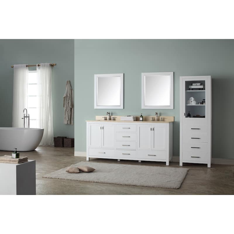 Avanity Modero 73-inch Double Vanity in White Finish with Dual Sinks and Top
