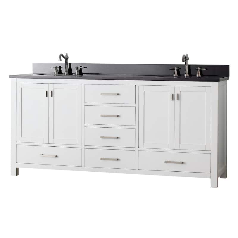 Avanity Modero 73-inch Double Vanity in White Finish with Dual Sinks and Top