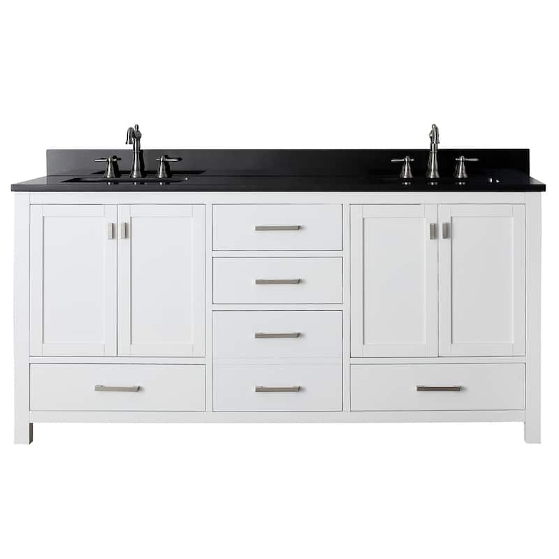Avanity Modero 73-inch Double Vanity in White Finish with Dual Sinks and Top