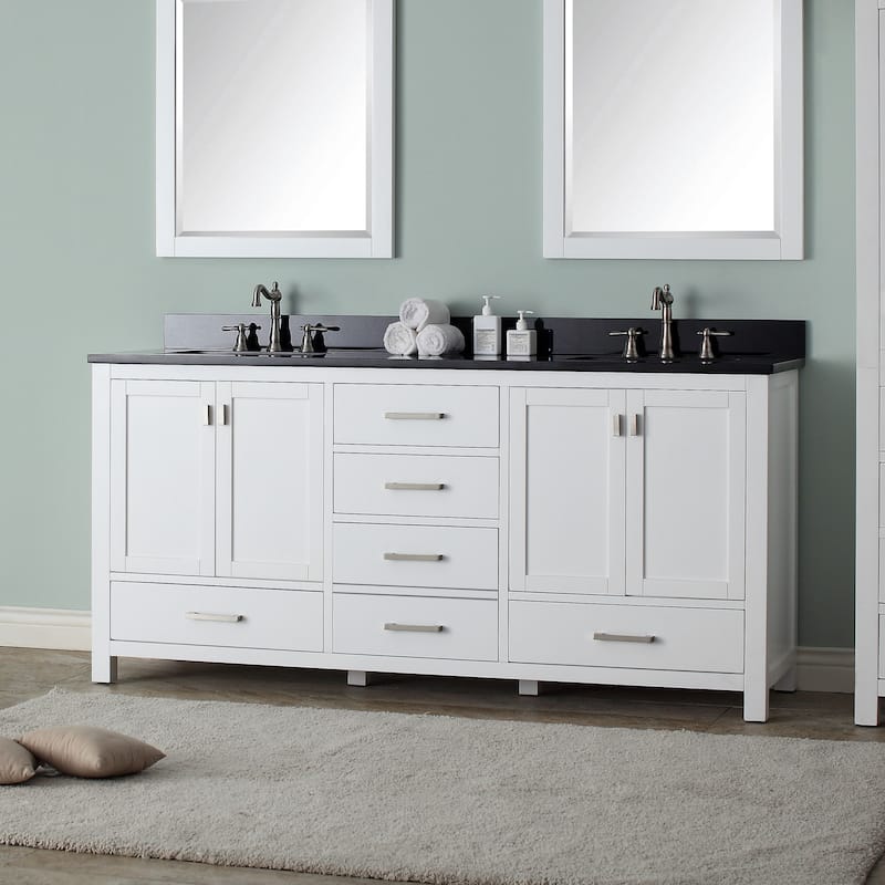 Avanity Modero 73-inch Double Vanity in White Finish with Dual Sinks and Top