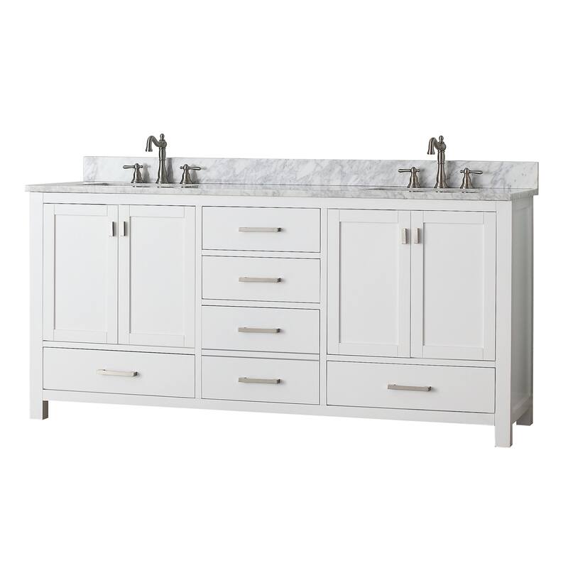 Avanity Modero 73-inch Double Vanity in White Finish with Dual Sinks and Top