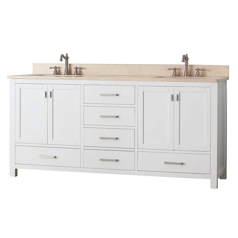 Avanity Modero 73-inch Double Vanity in White Finish with Dual Sinks and Top