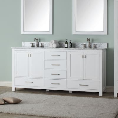 Avanity Modero 73-inch Double Vanity in White Finish with Dual Sinks and Top