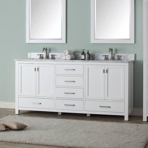 Avanity Modero 73-inch Double Vanity in White Finish with Dual Sinks and Top