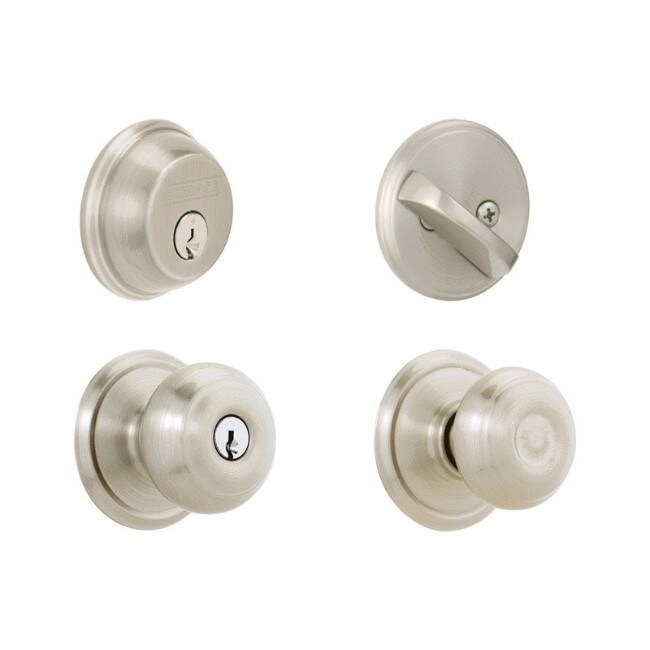 Shop Schlage Fb50nvgeo619 Georgian Satin Nickel Keyed Knob Front