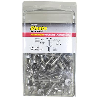 Surebonder 1/4 in. Dia. x 1/4 in. Aluminum Rivets Silver 100 pk - Bed ...