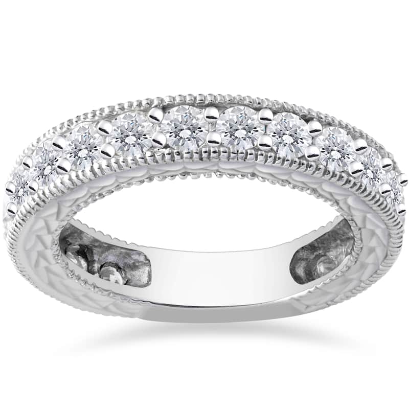 14k White Gold 1 5/8ct TDW Lab Grown Eco Friendly Diamond Vintage Wedding Rin - 4