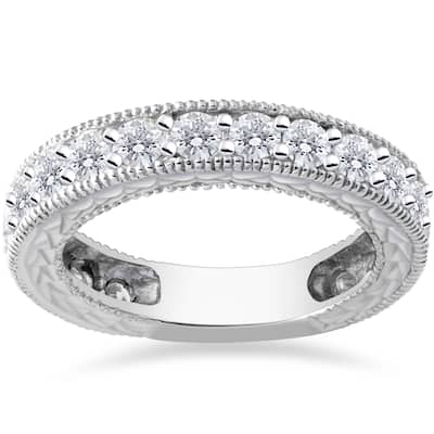 14k White Gold 1 5/8ct TDW Lab Grown Eco Friendly Diamond Vintage Wedding Rin