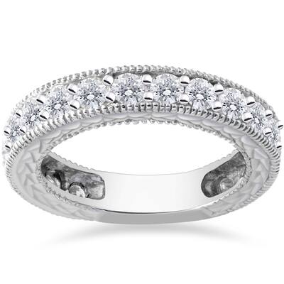 14k White Gold 1 5/8ct TDW Lab Grown Eco Friendly Diamond Vintage Wedding Rin