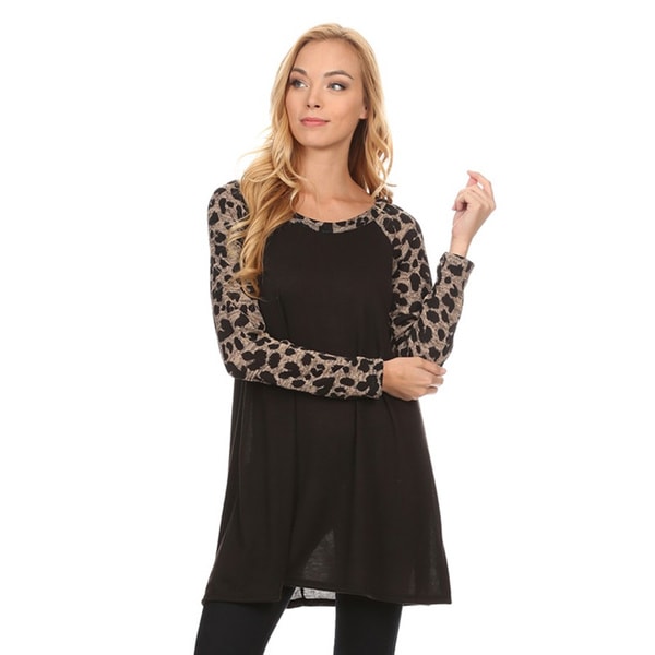 Women's Animal Pattern Sleeve Tunic Top