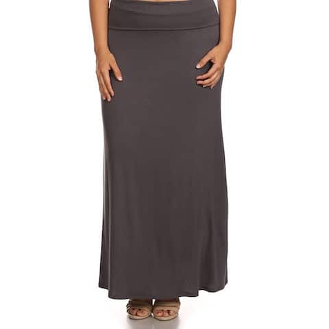 Rayon/Spandex Plus-size Solid Maxi Skirt