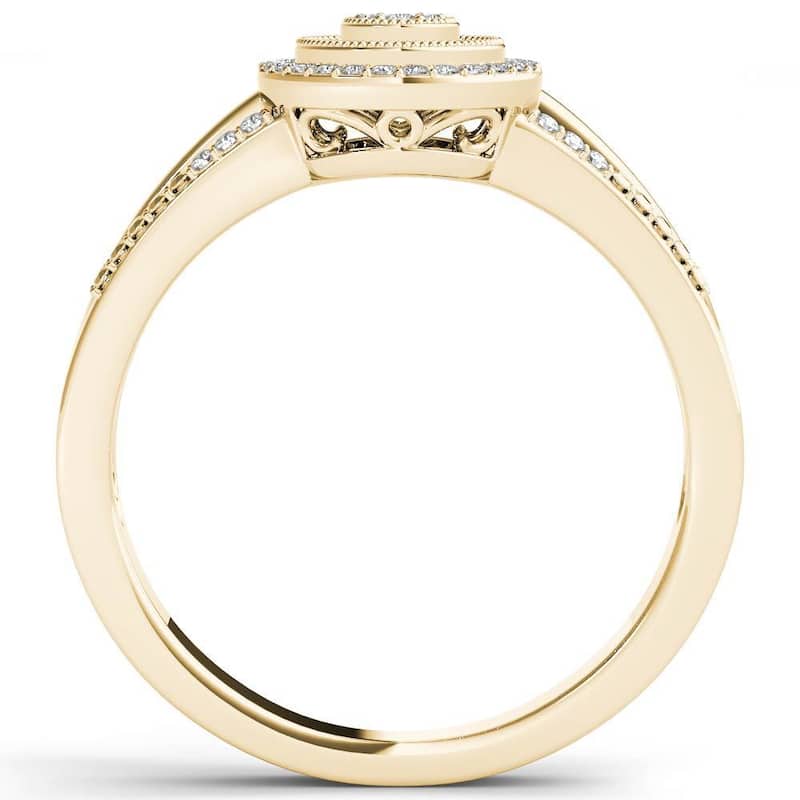 De Couer 10k Yellow Gold 1/6ct TDW Diamond Halo Engagement Ring