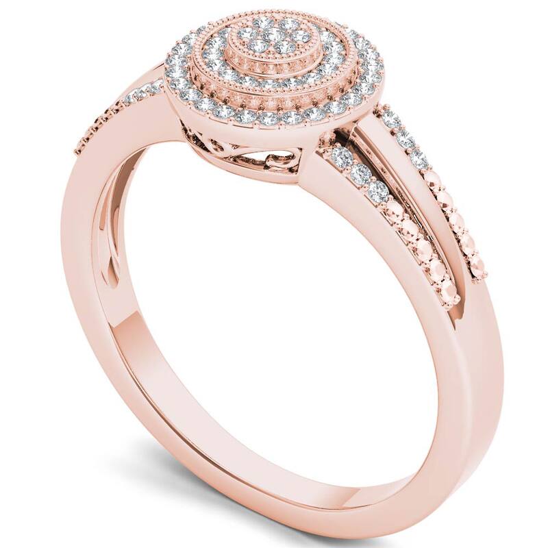 De Couer 10k Rose Gold 1/6ct TDW Diamond Halo Engagement Ring