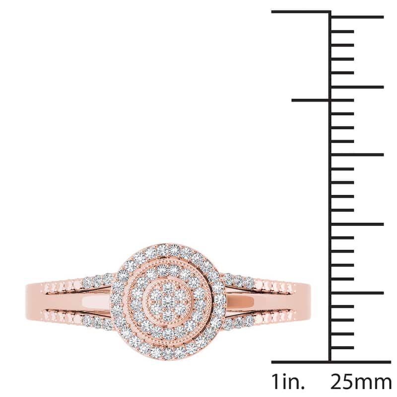 De Couer 10k Rose Gold 1/6ct TDW Diamond Halo Engagement Ring